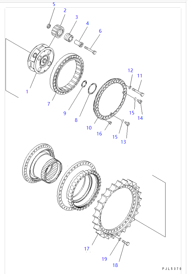 PC1250-7 PC1250-8 PC1250-11 行走牙箱带驱动齿(3) PC1250-7 PC1250-8 PC1250-11 Защитный кожух(3)