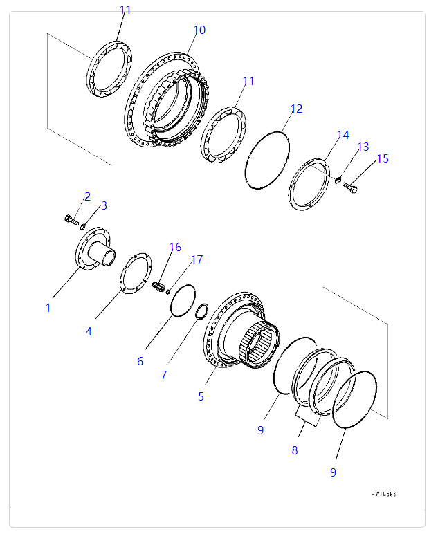 PC1250-7 PC1250-8 PC1250-11 行走牙箱带驱动齿(2) PC1250-7 PC1250-8 PC1250-11 Защитный кожух(2)