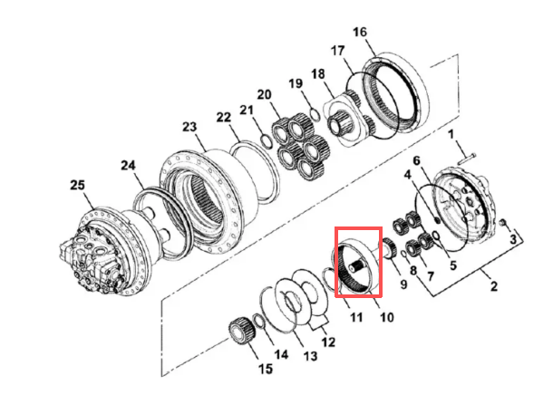 JCB220旧款 行走一级齿圈 JCB220 с алюминиевым корпусом行走一级齿圈