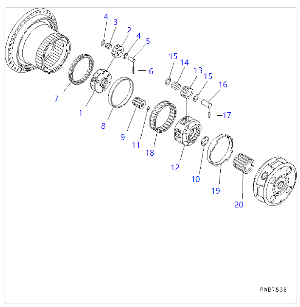 PC1250-7 PC1250-8 PC1250-11 行走牙箱带驱动齿(1) PC1250-11行走牙箱带驱动齿(1)